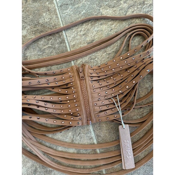 Skims Swim Rhinestone Strappy Skirt Size XXS Almond - Picture 6 of 6